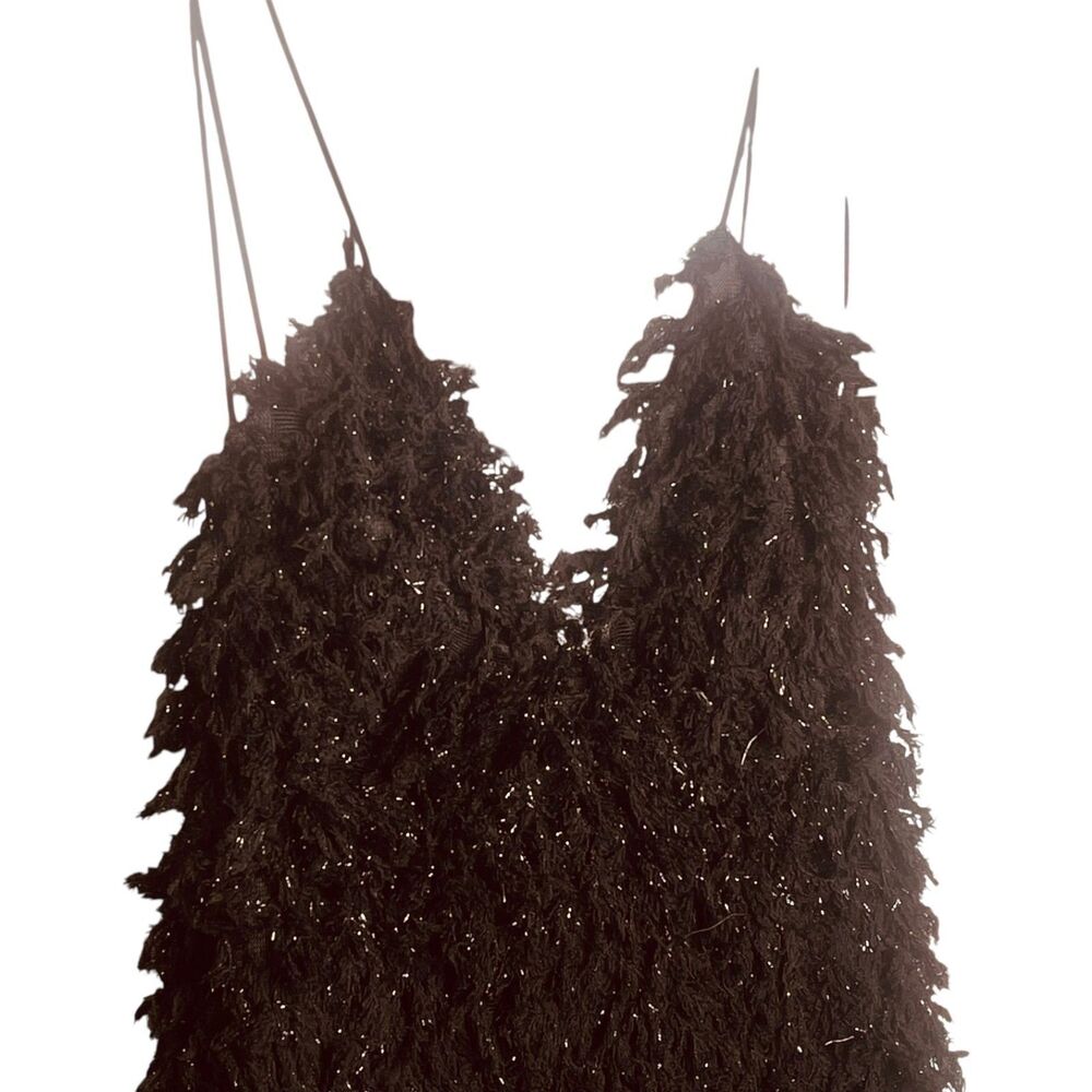 For Love & Lemons x Revolve Kamara Mini Shaggy Sequin Black Size M | NWT - Picture 4 of 16